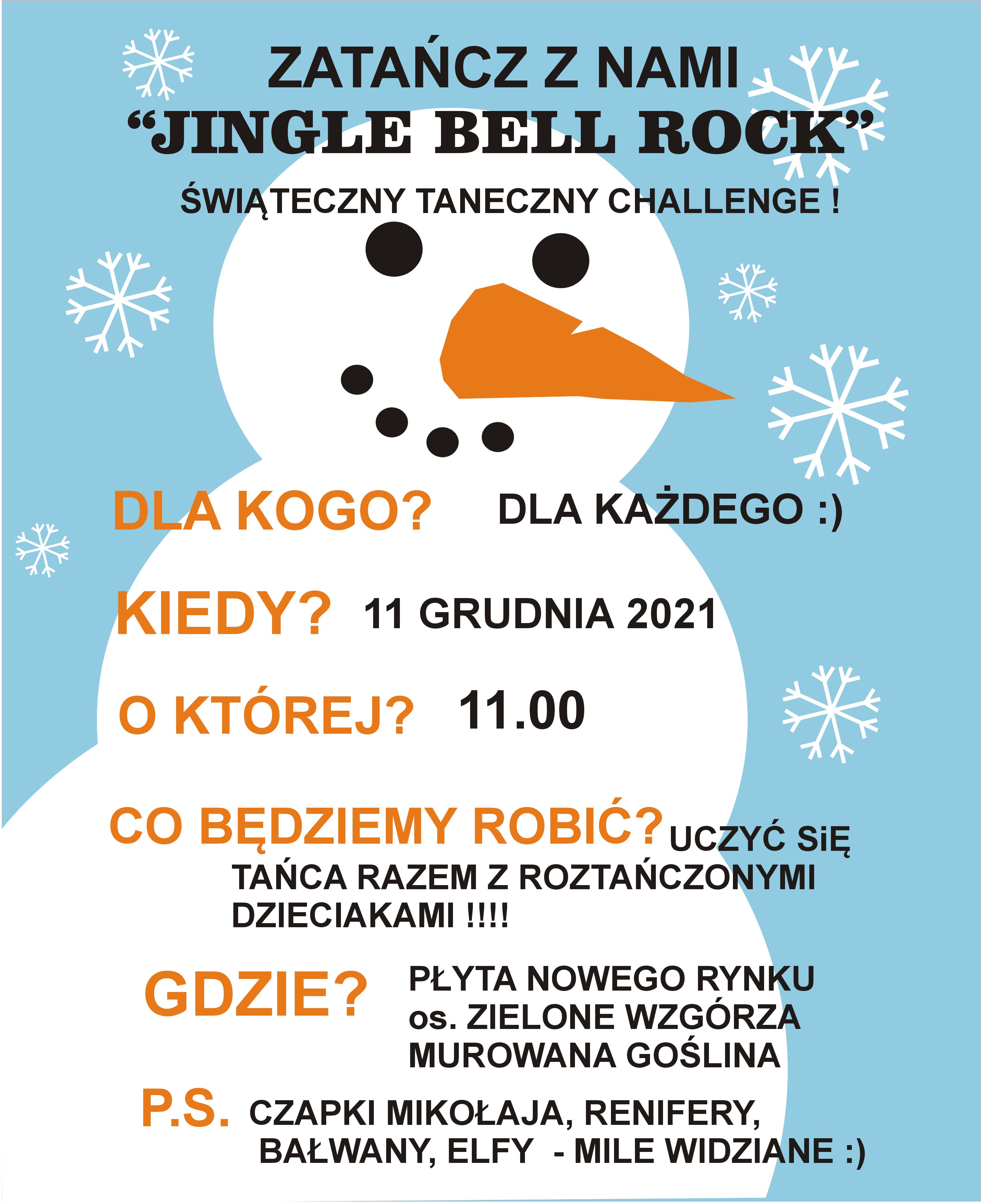 Zatańcz z nami, płyta Nowego Rynku 11 grudnia, godz. 11.00 obowiązują stroje - czapki  św. Mikołaja, renifery, bałwany